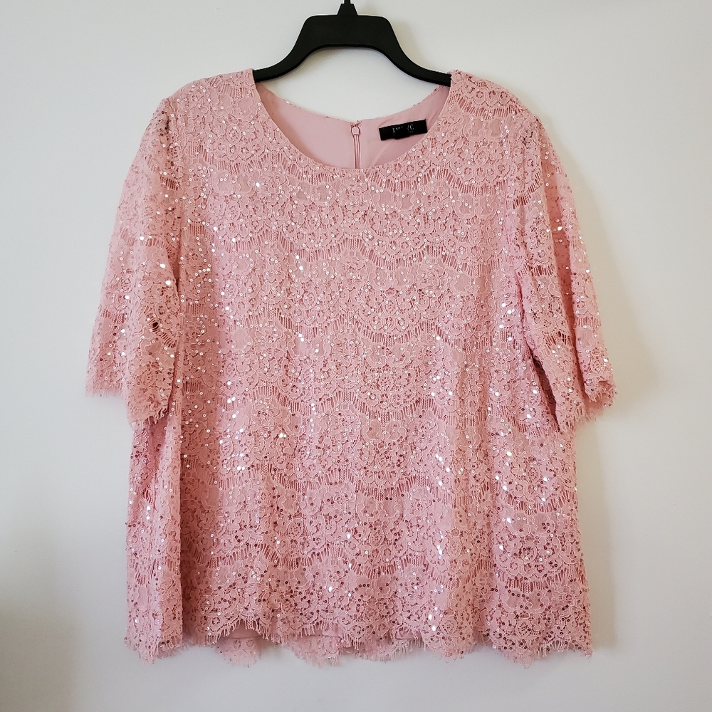 🌹Isaac Mizrahi Pink Sequin Top